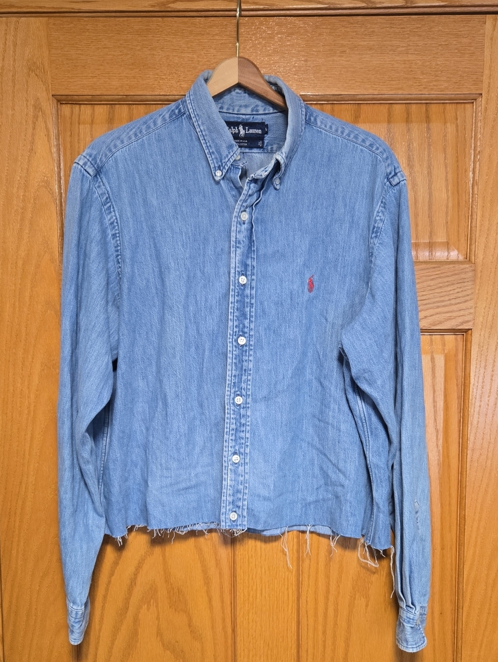 Polo by Ralph Lauren Light Blue Denim Button-Down Shirt- Cut Off